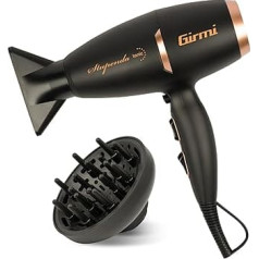 Girmi PH91 2200W profesionāls bezsuku matu žāvētājs 2 ātrumi, 3 temperatūras, jonu funkcija + difuzors un koncentratori Handy