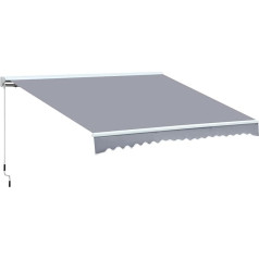 Outsunny Gelenkarmmarkise Verstellbare Klemmmarkise Terrassenmarkise 4,5 x 3m Sonnenschutz mit Kurbel, Balkonmarkise, Grau