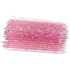 100 gab. kristāla kutikulu nūjiņas Double Heads Cuticle Pusher Nail Art Manikīra pedikīra instrumenti (rozā, 100 gab.)