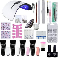 Warm Girl Poly Gel Nail Kit 36W LED UV nagu lampas gēla poli nagu gēla 4 gab. komplekts nagu pagarinājums Builder Nails Top Coat Base Tool Nail Manikīra komplekts 15ml