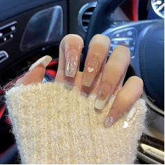 Franču mīlestības balināšanas roku darbs nagu plāksteris Long Ladder Portable Nail Patch 10 gabali (izmērs L:
