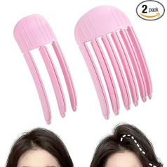 Yuanchu Fluffy Bangs Styling Combs High Crown Volume Tool Set 3/6 Teeth Puffy Lazy Hair Clip Traceless Hair Root Curlers for Women Natural Voluminous Look 2