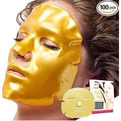 100 x New Infinitive Beauty Crystal 24K Gold Powder Gel Collagen Face Mask Masks Sheet Patch, Anti Ageing Aging, Skincare, Anti Wrinkle, Moisturising, Moisture, Hydrating, Uplifting, Whitening, Remove Blemishes & Blackheads Product. Stīvāka, gludāka, t