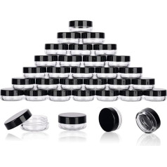 3 Gramm Probebehälter mit Deckel, 200 Stück winzige Probegläser, leere Lippenbalsambehälter, Mini-Kosmetikbehälter mit Deckel, Make-up-Reisebehälter mit Etiketten, Mini-Einwegspatel