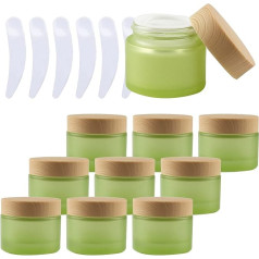 ZEOABSY 12 tukšu matēti zaļa stikla krēma burciņu 50 ml ar vāku, zaļa stikla skrūvējamā vāciņa stikla burciņa skrūvējamā burciņa stikla burciņa ziedes burciņa kosmētikas trauciņš želejām krēmiem