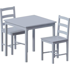 Vida Designs Yorkshire Ēdamgalds un krēsli Virtuves mēbeles, koks, pelēks, 2 sēdvietas