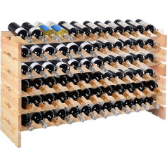 Costway Vīna statīvs Koka stacked pudeļu statīvs 72 pudelēm, vīna statīvs ar 6 līmeņiem, koka plaukts, pudeļu statīvs virtuvei, ēdamistabai, bāram, pagrabam, 119 x 29 x 72 cm