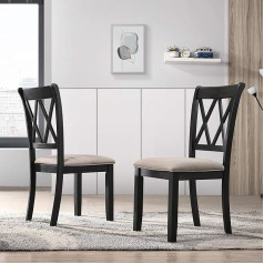 Roundhill Furniture Windvale Mīkstie auduma pusdienu krēsli - 2 komplekti - melni