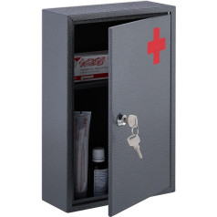 Relaxdays Medicīnas skapītis slēdzams 2 nodalījumi H x W x D 32 x 21,5 x 8,5 x 8,5 cm zāļu skapītim Grey/Red