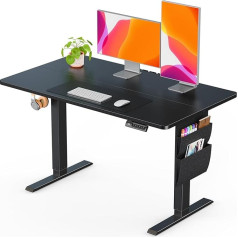 Ergear Augstumā regulējams galds, 100 x 60 cm, 80 kg kravnesība, galds, regulējams augstums, ar glabāšanas maisiņu, elektriskais galds ar atmiņas funkciju datora darba vietām