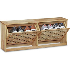 Relaxdays Koka apavu statīvs apavu atvilktnes aizvēršanas apavu uzglabāšanai, izgatavots no riekstkoka koka, 38 x 94 x 20 cm apavu atvilktnes apavu plaukts pie sienas, moderns apavu skapis priekšnama mēbelēm, dabīgs