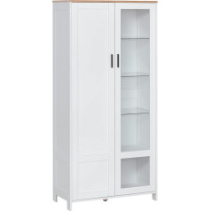 Homcom Virtuves skapītis 7 plaukti, tostarp 3 stikla plaukti - 76 x 36 x 160 cm - Balts