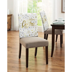 ‎Savannan Savannan Merry Christmas Snowflake Polka Dot Gold White Dining Chair Covers Protector for Holiday Party Festival Decoration Set of 6