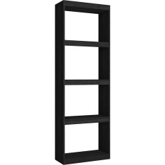 Skraut Home Totem grāmatu plaukts ar 5 līmeņiem, 181 x 60 x 25 cm, melamīna plaukts, skapis, moderns stils, piemērots viesistabai, ēdamistabai, birojam, melna krāsa