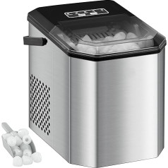 Acekool Ledus kubiņu mašīna, 120 W ledus kubiņu mašīna, 9 ledus kubiņi 6 minūtēs, 26 lbs/24 h, pašattīrošs, ledus mašīna ar ledus liekšķeri un grozu, ledus kubiņu mašīna ballītei, birojam, bāram, autofurgonam