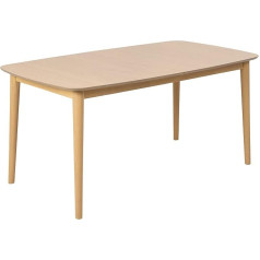 Ac Design Furniture Izvelkamais pusdienu galds Monty ar 6 sēdvietām, taisnstūra formas galda virsma ar apaļām kājām, balta ozolkoka finierējuma krāsā, virtuves galds ar izvelkamo virsmu, platums: 160 x augstums: 75 x dziļums: 90 cm