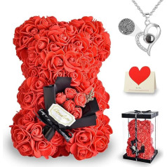 Rožu lācis - Mātes dienas dāvana māmiņai sievietēm - Rose Flower Bear Rozes Teddy Bear - vairāk nekā 250 ziedi uz katra Rose Bear - dāvana Mātes dienai, dzimšanas dienai, jubilejai ar dāvanu kastīti un mīlestības kartiņu
