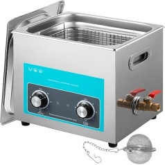 VEVOR Knob Control Ultrasonic Ultrasonic Cleaner 15L, ultraskaņas tīrīšanas ierīce ar sildītāju, juvelierizstrādājumu tīrīšanas ierīce ar ultraskaņu 220 V, digitālais ultraskaņas tīrītājs 400 W Ultraskaņas tīrīšanas ierīce 40 kHz