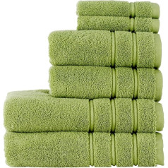 Christy Antalya lielo vannas dvieļu komplekts ar 6 dvieļiem, 100 % turku kokvilna, 600 GSM, mīksts, plīša, luksusa dvieļu komplekts, 2 vannas dvieļi, 2 roku dvieļi, 2 veļas lupatiņas, ātri žūstoši, papardes zaļš