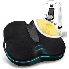 Travel Ease Memory Foam Coccyx ortopēdiskais sēdekļa spilvens, sēdekļa spilvens muguras sāpju un astes kakla sāpju mazināšanai - piemērots biroja krēslam, auto sēdeklim, ratiņkrēslam (melns)