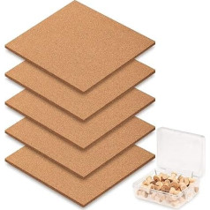 Whaline 5 korķa dēļu paziņojumu dēļu pašlīmējoša DIY korķa siena ar 40 tapām sienas kvadrātveida ziņojumu dēļiem korķa plāksnes mājas apdare birojs (30 x 30 x 0,6 cm)