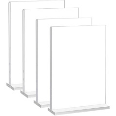 AUTUUCKEE Acryl-Schilderhalter, T-Form, dubultā, A4, Ständer mit 10 mm Basis für Menü, stabiler Menü-Poster, Schilderhalter für Büro, Schule, Zuhause, Restaurant, Hotel, Geschäft, 6 Stück