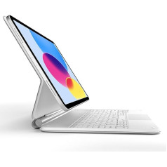 Dracool tastatūras futrālis iPad 10. paaudzes 2022 (10,9 collu) tastatūrai ar skārienpaliktni Magnētiskais brīvi peldošais magiskā tipa tastatūras futrālis QWERTZ iPad 10. paaudzes 2022, balts