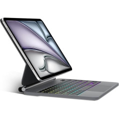 SENGBIRCH Magic Keyboard for iPad Air 13 Inch M2 2024 - Vācu QWERTZ izkārtojuma tastatūra ar korpusu, aizmugurgaismota tastatūra iPad Pro 12,9 collu 6/5/4/3, melna