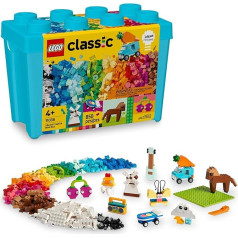 LEGO Classic Vibrant Creative Brick Box, mākslas un amatniecības sensorā rotaļlieta bērniem, radošs konstruktors ar vienradzi, skeitbordu, ģitāru, lidmašīnu un citiem elementiem, dzimšanas dienas dāvana 4 gadus vecām meitenēm