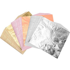 FEPITO 300 loksnes zelta lapu imitācijas vara lapu sudraba lapas amatniecībai DIY amatniecības dekorēšanai mākslas projektu (14 x 14 cm)