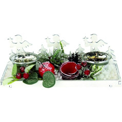 Dekorēts koka paplātes ar tējas gaismas glāzēm Egles Ziemassvētku rotājums Sveču bļoda Tējas gaismas turētājs Tējas gaismas turētājs Adventa paplātes Adventa vainags Paplātes bļoda Dekoratīvā bļoda Adventa bļoda dekorēšana