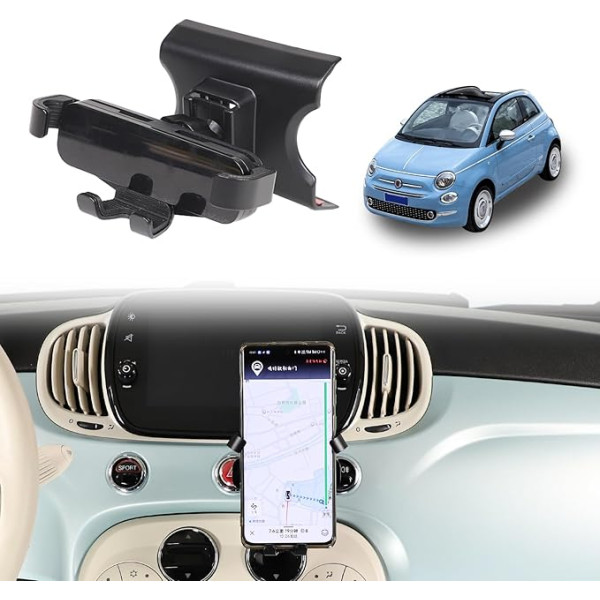 METYOUCAR Automobiļa mobilā tālruņa turētājs Fiat 500 2016-2024 Rotējošs fiksētais mobilā tālruņa turētājs automašīnai Piemērots iPhone Android un universālajiem viedtālruņiem Automobiļa tālruņa turētājs (B-veida)