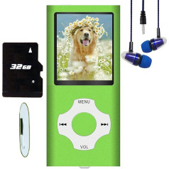 Hotechs Slim Design MP3 atskaņotājs MP4 atskaņotājs ar 32GB atmiņas karti Digitālais LCD displejs 1,8 collu displejs FM radio