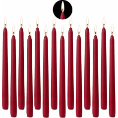 BEYAOBN Svečturi Sveču komplekts Taper Candles 10 collu Taper Candles Set, augstas konusveida sveces bez pilieniem un aromatizētas vakariņu sveces parafīna vasks ar kokvilnas daktīm, turētāja sveces 14 gabali, sarkans