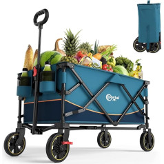Portāls Rokas ratiņi Salokāms XXL Liela kravnesība 120 kg kravnesība Rokas ratiņi ar dzērienu turētāju Sānu kabata Transportēšanas ratiņi Trepes ratiņi Salokāms pludmales ratiņi Salokāms ratiņš dārza kempingam