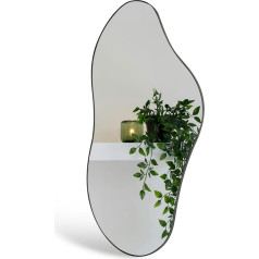 Ymahizax Sienas spogulis, asimetrisks spogulis, 98 x 45 cm, dekoratīvais spogulis vannas istabai, vannas istabas spogulis, priekšnama, kosmētikas, ģērbšanās, iekārts sienas spogulis ar rāmi, dzīvojamās istabas / guļamistabas dekors