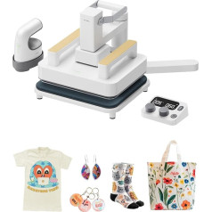 xTool 3-in-1 siltuma preses komplekts, Smart Press & Mini gludināšanas prese ar platformu un vadības pulti, 10-25 kg augsta spiediena, noņemama pārnēsājamā siltuma prese T-krekliem, HTV vinilam, sublimācijai, amatniecībai