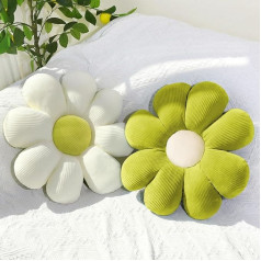 Duscdesp Pack of 2 ziedu spilvenu puķes ziedu grīdas spilvens ziedu Tatami sēdekļa spilvens grīdas krēsla spilvens dekoratīvs spilvens gudrs guļamistaba auto bērnu istaba dīvāns krēsls istabas apdare (zaļa +