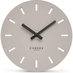 Cander Berlin MNU 2515 P Galda pulkstenis 15 cm analogais, darbināms ar akumulatoru, silti pelēks, moderns, MDF materiāls
