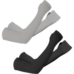 EIROVYA Pack of 2 Arm Sleeves, volejbola roku aizsargi, velosipēdu vīriešu UV aizsardzība, elpojošs, ātri žūstošs, ledus piedurknes volejbolam, velosipēdistiem (pelēks, melns), b