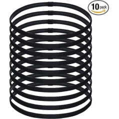 Chiluxendo Pack of 10 Hair Bands Boys Sports Headband Non-Slip Hair Bands Sieviešu plānas matu lentes Elastīgas silikona neslīdošas skriešanai, jogai, treniņiem futbolā un daudz kam citam, melna, Black