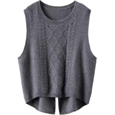 Frauen Fashion Solid Weste Casual Lose Kurze Split Stricken Pulover Weste Netzpullover Damen Kurzer Cardigan
