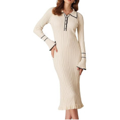 GRACE KARIN Sieviešu garām piedurknēm V-veida kakla adīta kleita Elegants bodycon zīmuļa kleita modes puse kleita