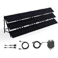 Moe Cell Saules baterijas Balkona elektrostacija ar 900 W kronšteinu un 800 W invertoru, ieskaitot savienojuma kabeli 3 m Saules sistēmas komplekts ar 9/12 x saules paneļiem, 45% vairāk jaudas, pateicoties dubultajam leņķim.