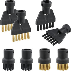 8 gab. tvaika tīrīšanas birstes komplekts neilona misiņa stiepļu birstes instrumentu uzgaļi Tvaika tīrītāju piederumi Karcher tvaika tīrītāja rezerves birste virtuves mēbelēm