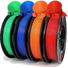 YOUSU PLA Plus filaments 1.75, 3D printeru filaments, 3D filaments PLA+ 1 kg, 250 g x 4 ruļļi (zaļš/zils/oranžs/arkans)