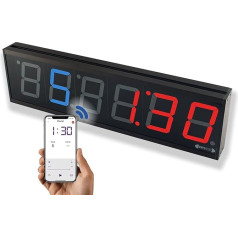 Digitālais sienas pulkstenis Flex Timer - sporta zāles izdevums - intervāla taimeris fitnesa treniņiem sporta zālē - vadība, izmantojot mobilo lietotni, izmantojot Bluetooth - XXL sienas pulkstenis