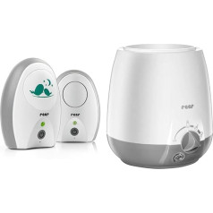 reer 50040 Neo Digital Baby Monitor - 100% drošs pret piesitieniem, ar zemu radiācijas līmeni un vienkārši karstu bērnu pārtikas sildītājs pudelītēm un burciņām, ar karstuma uzturēšanas funkciju, balts/pelēks, iepakojumā 1 gab.