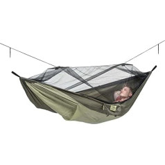 AMAZONAS īpaši viegls šūpuļtīkls Mosquito Traveler Thermal XXL 780 g 305 x 160 cm Iepakojuma izmērs 31 x 11 cm līdz 200 kg zaļā krāsā