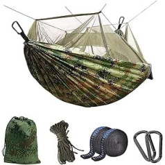 Camping Hammock with Mosquito Net, Uplayteck Portable Double/Single Travel Hammock Insect Net 210D Nylon Hammock Swing for Backyard, Garden, Camping, Backpacking, Survival Travel